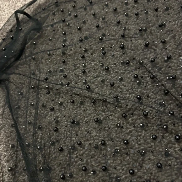 Elegant Black Sheer Beaded Women's Top - Picture 2 of 4